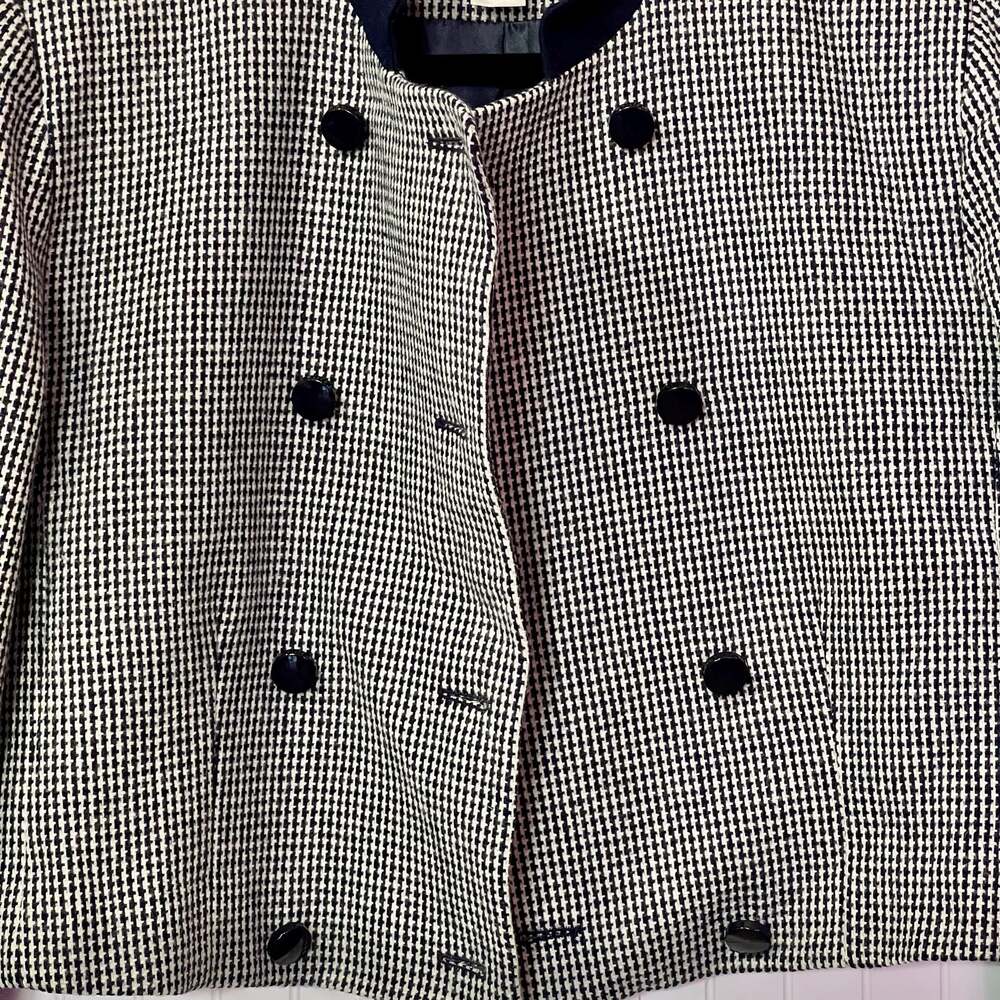 Pendleton Collection VTG Black & White Houndstooth Virgin Wool Cropped Blazer - Picture 3 of 7